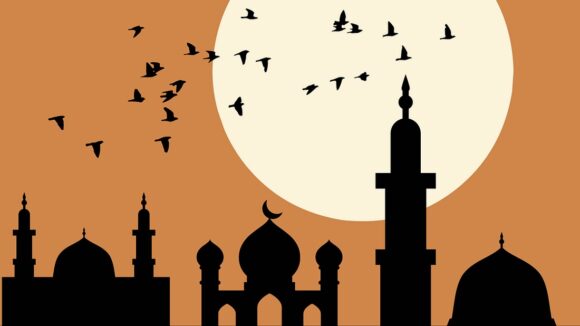 Sehnsucht nach dem Kalifat? / Quelle: Pixabay, lizenzfreie Bilder und Grafiken: Mohamed_hassan; https://pixabay.com/de/vectors/moschee-Sonnenuntergang-Silhouette-8008801/